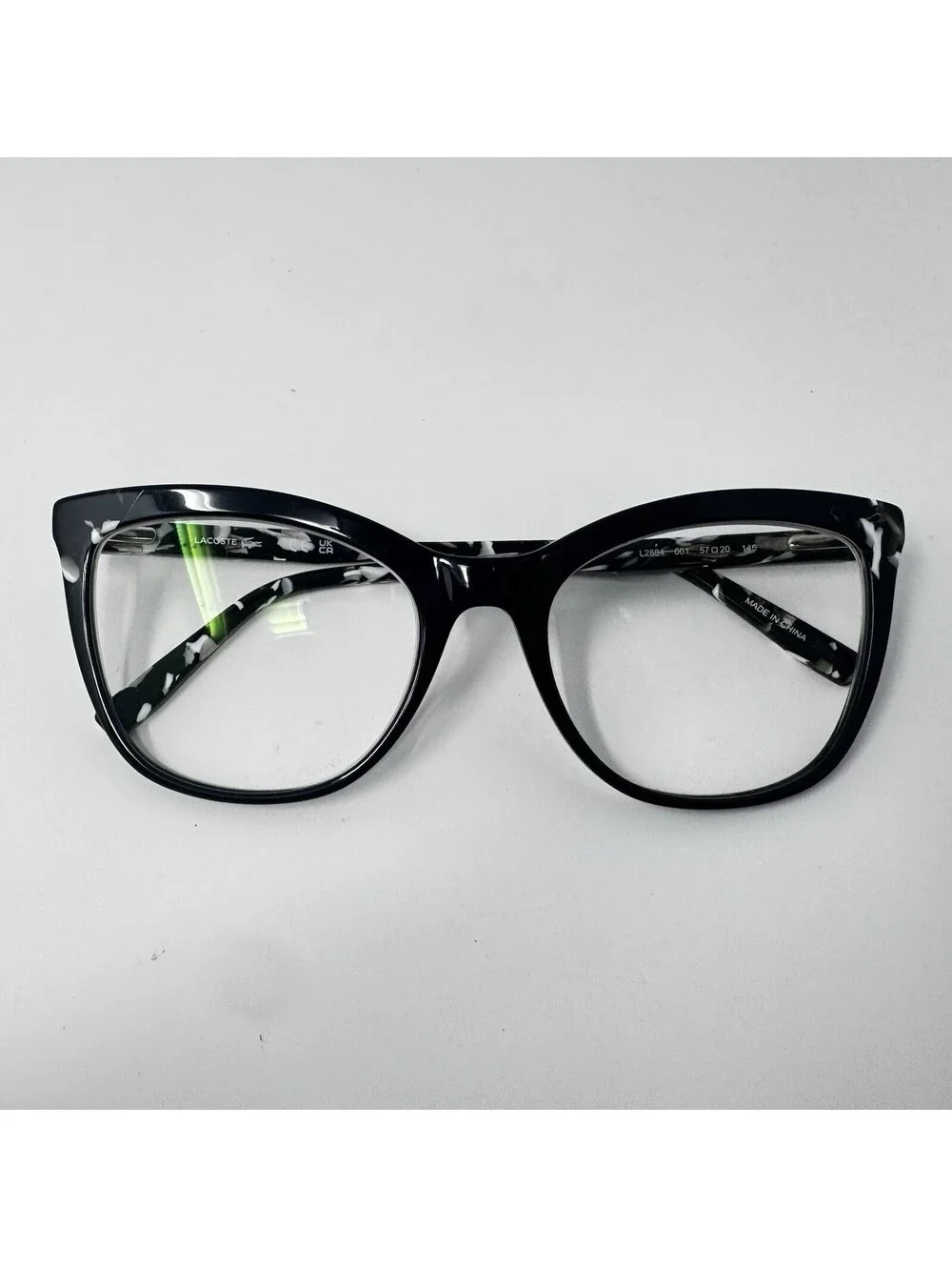 Lacoste L2884 001 Black White Marble Eyeglass Frames Only 57-20-145
